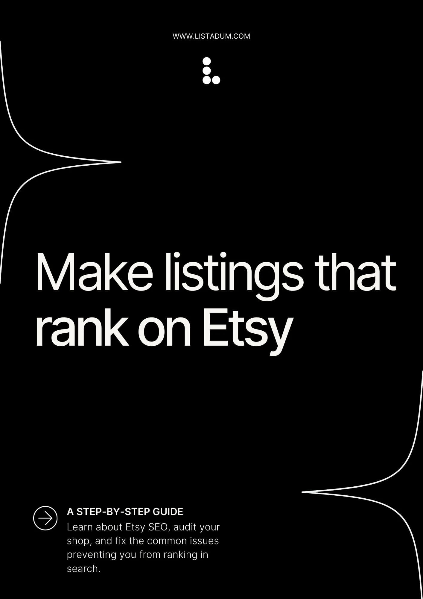 Cover of the free SEO guide for Etsy sellers by Listadum