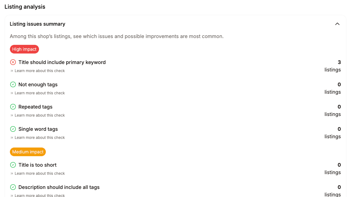 Listing issues