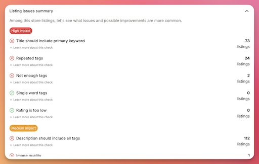 Listing issues